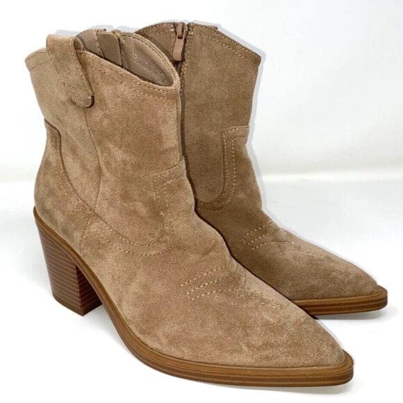 TOP MODA Western Ankle Booties Stitched Cowboy Women's Boots Taupe Size 6.5 - Picture 3 of 5